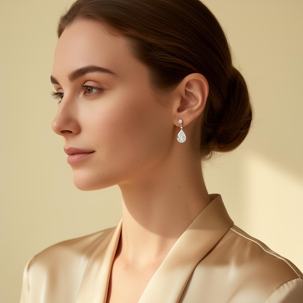 Diamond chandelier earring portrait